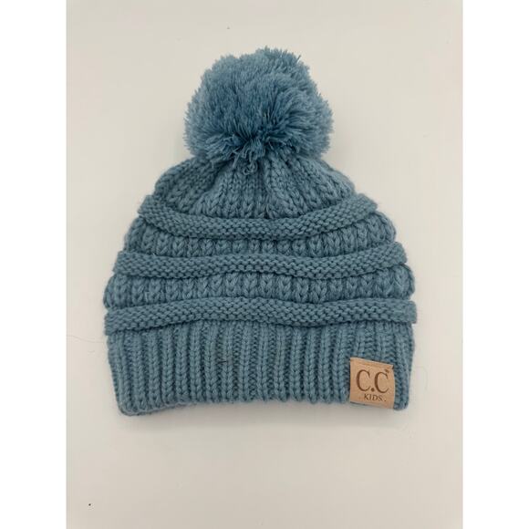 C.C. Kids Solid Pom beanie cable knit style - Picture 1 of 2